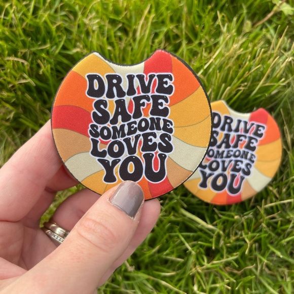 Retro Drive Safe I Love You Car Coaster Set |  Drive Safe  Coaster Set - Picture 3 of 12